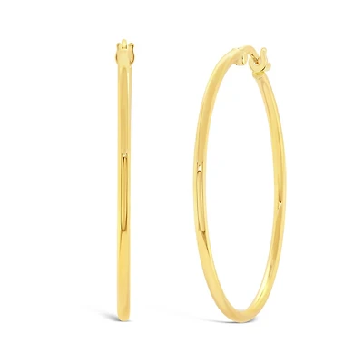 14K Yellow Gold 1.5mm x 30mm Round Tube Polished Hoops