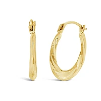 14K Yellow Gold 17mm Round Textured Creole