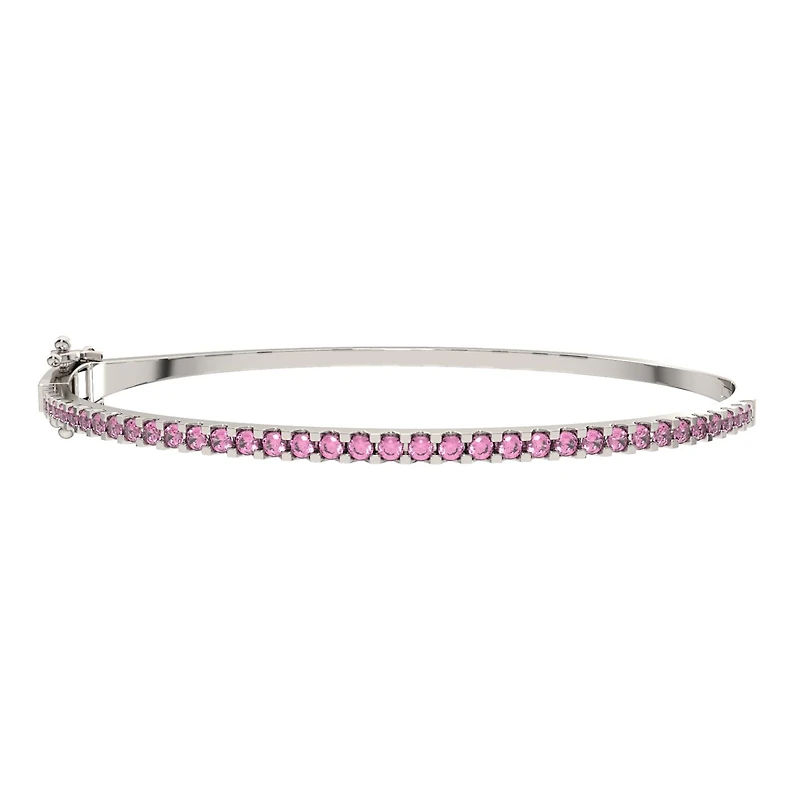 Sterling Silver Created Pink Sapphire Bangle