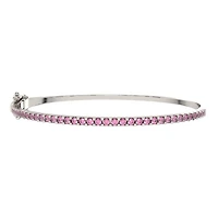 Sterling Silver Created Pink Sapphire Bangle