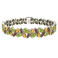 Sterling Silver Peridot, Citrine & Garnet Bracelet