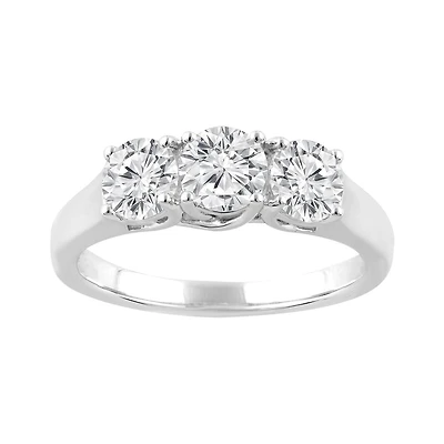 14K White Gold Lab Grown Three Stone Diamond Ring 1.50CTW SI2/HI