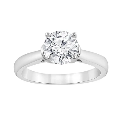 14K White Gold Lab Grown Solitaire Diamond Ring 1.50CT SI2/HI