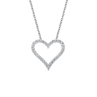 14K White Gold Lab Grown 1.00CTW Diamond Heart Pendant