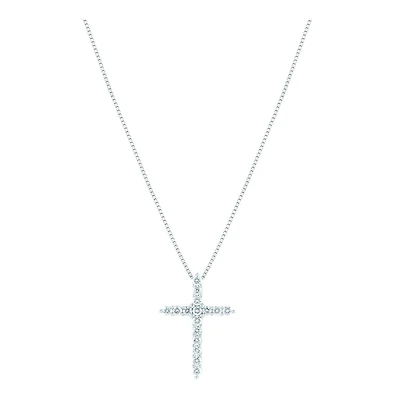 14K White Gold Lab Grown 1.00CTW Diamond Cross Pendant