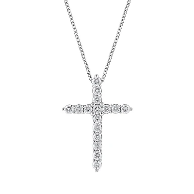 14K White Gold Lab Grown 0.50CTW Diamond Cross Pendant