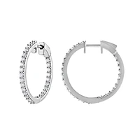 14K White Gold Lab Grown 1.00CTW Diamond Hoops
