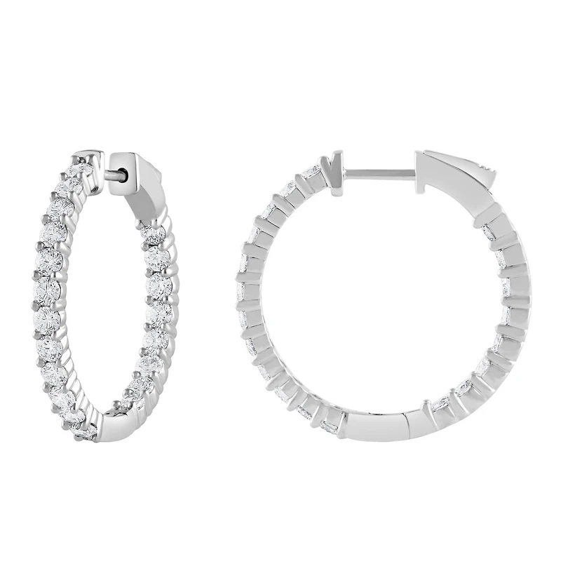 14K White Gold Lab Grown Diamond Hoops 2.00CTW SI2/HI