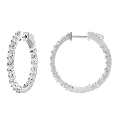 14K White Gold Lab Grown Diamond Hoops 2.00CTW SI2/HI