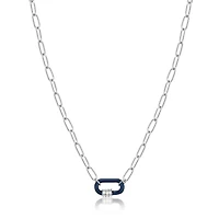 Ania Haie Navy Blue Enamel Carabiner Silver Necklace