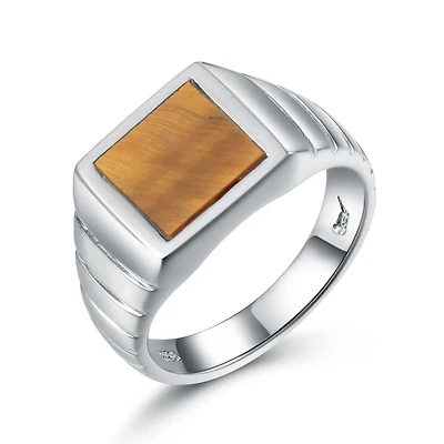 Sterling Silver Tiger Eye Ring Size Small