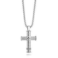 Stainless Steel 22" Cubic Zirconia Accents Cross