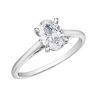 14K White Gold Oval Diamond Solitaire Ring 0.70CT I1/I