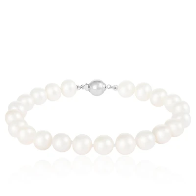 Sterling Silver White Freshwater Pearl 8" Bracelet