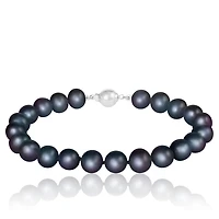 Sterling Silver Black Freshwater Pearl 8" Bracelet