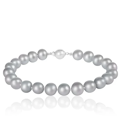 Sterling Silver Grey Freshwater Pearl 8" Bracelet