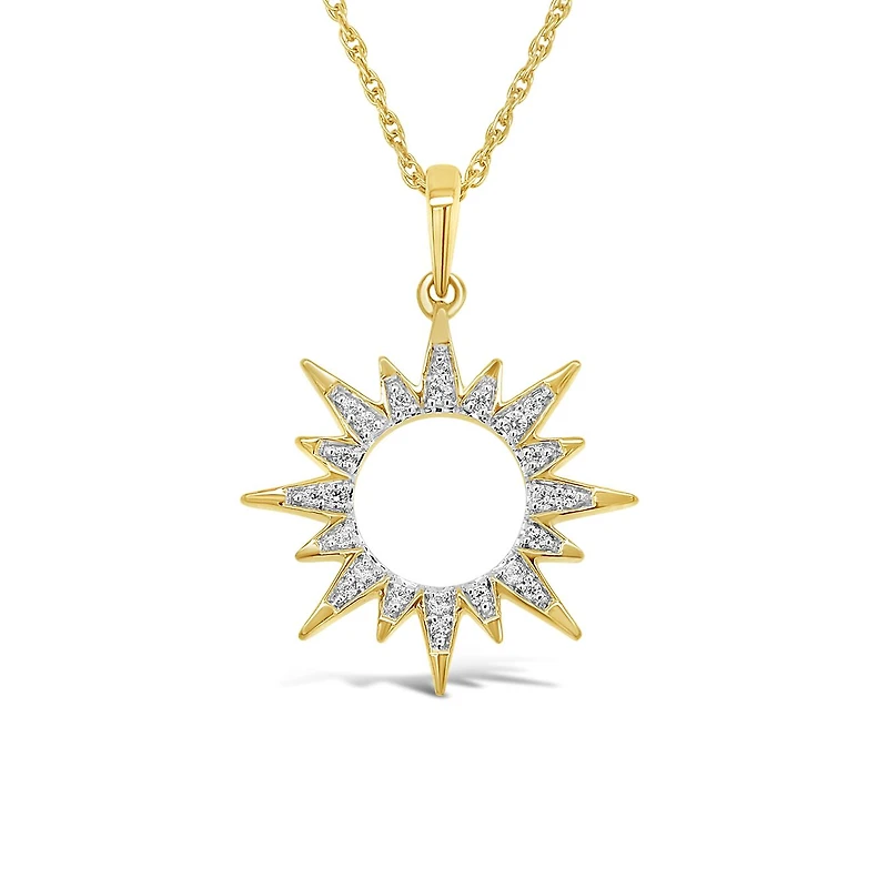 10K Yellow Gold Diamond Sun Pendant