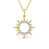 10K Yellow Gold Diamond Sun Pendant