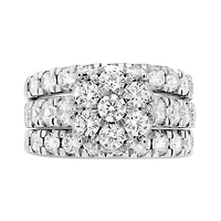 10K White Gold Diamond Bridal Three Piece Set 3.00CTW I2/HIJ