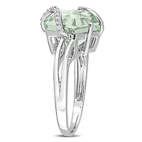 Julianna B Sterling Silver Green Quartz & Diamond Ring
