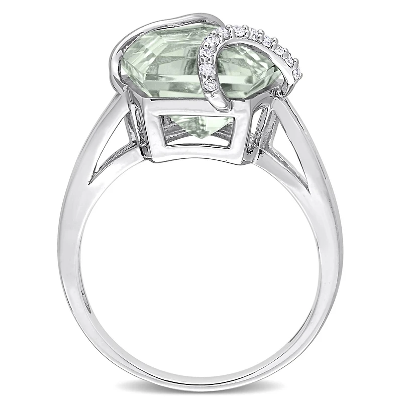 Julianna B Sterling Silver Green Quartz & Diamond Ring