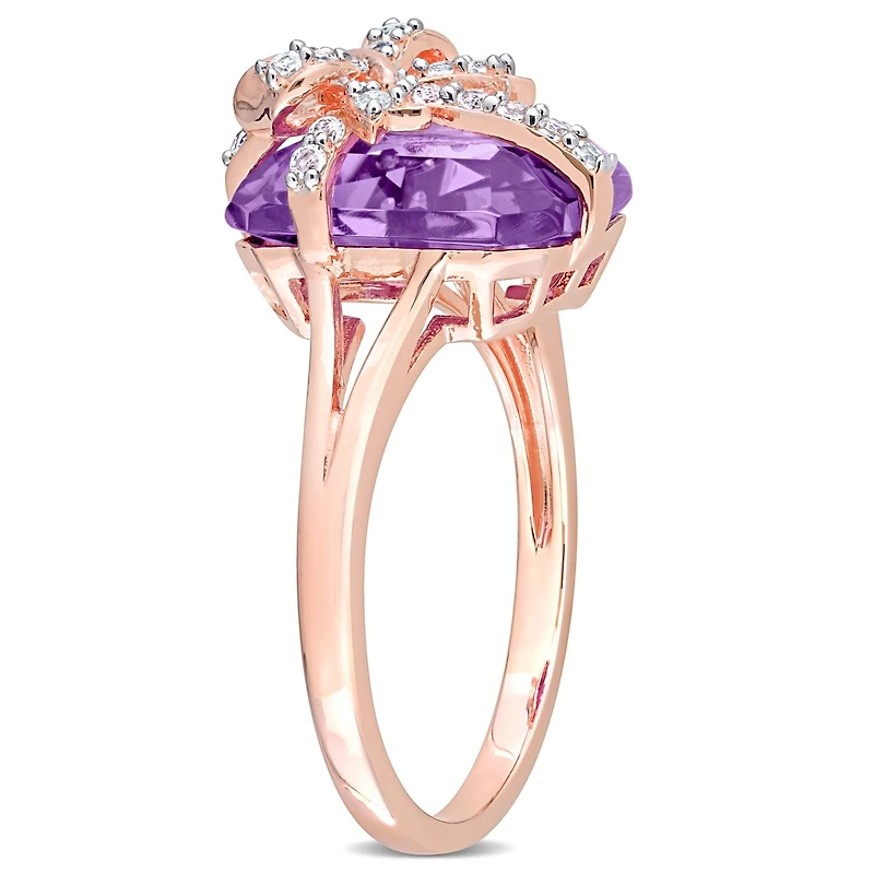 Julianna B Rose Plated Sterling Silver Amethyst And White Topaz Ring