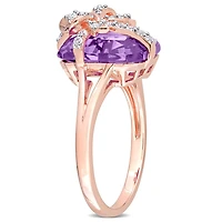 Julianna B Rose Plated Sterling Silver Amethyst And White Topaz Ring