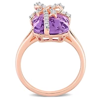 Julianna B Rose Plated Sterling Silver Amethyst And White Topaz Ring