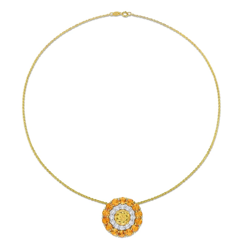 Julianna B Sterling Silver 18K Gold Plated Citrine and White Topaz 18" Pendant
