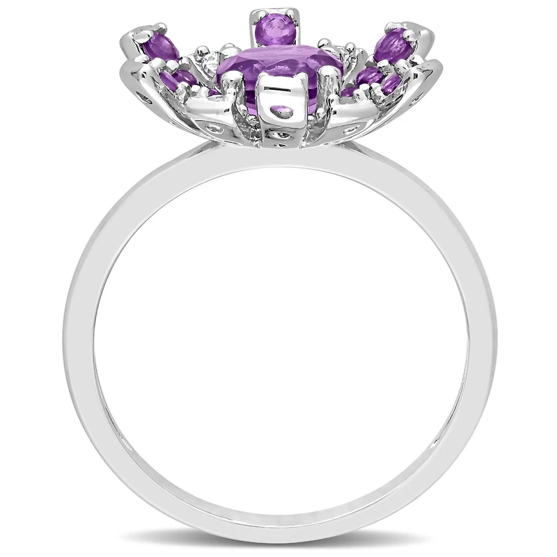 Julianna B Sterling Silver Amethyst and White Topaz Ring