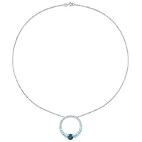 Julianna B Sterling Silver Topaz 18" Graduated Open Circle Pendant
