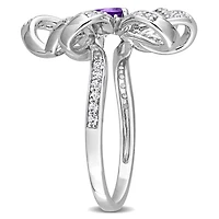 Julianna B Sterling Silver African Amethyst & White Topaz Flower Cocktail Ring