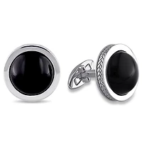 Julianna B Sterling Silver Black Onyx Bezel Set Cufflinks
