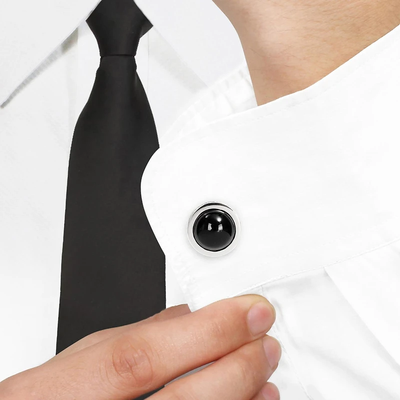 Julianna B Sterling Silver Black Onyx Bezel Set Cufflinks