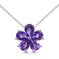 Sterling Silver Amethyst Flower Necklace