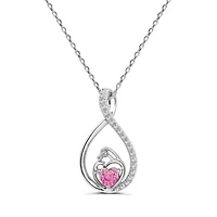Sterling Silver Created Pink & White Sapphire Mother/Child Pendant