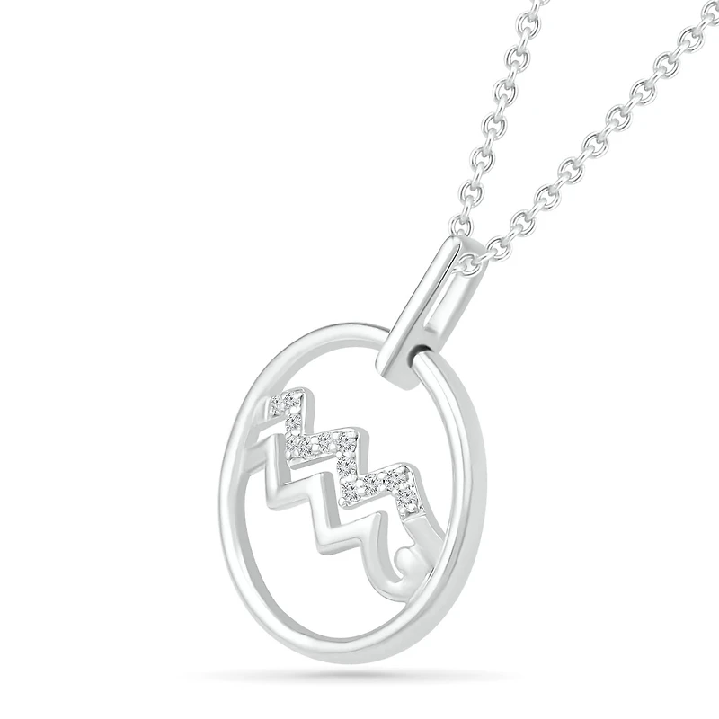 Sterling Silver Aquarius Diamond Pendant