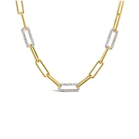Sterling Silver 10K Yellow Gold Plated 0.20Ctw Diamond Paperclip Chain