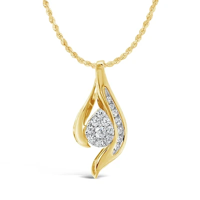 10K Yellow Gold 0.19CTW Diamond Bouquet Pendant