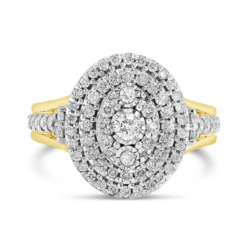 10K Yellow Gold 1.00CTW Diamond Oval Shaped Fashion Ring