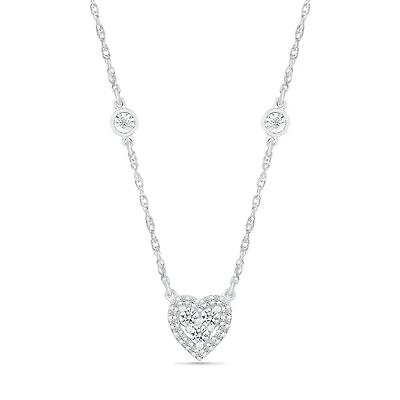 10K White Gold 0.18CTW Diamond Heart Necklace