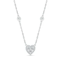 10K White Gold 0.18CTW Diamond Heart Necklace