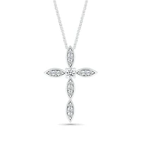 10K White Gold 0.29CTW Diamond Cross Pendant