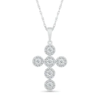 10K White Gold 0.23CTW Diamond Cross Pendant
