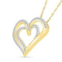 10K Yellow Gold 0.18CTW Diamond Heart Pendant