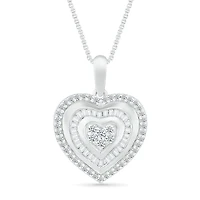 10K White Gold 0.37CTW Diamond Heart Pendant