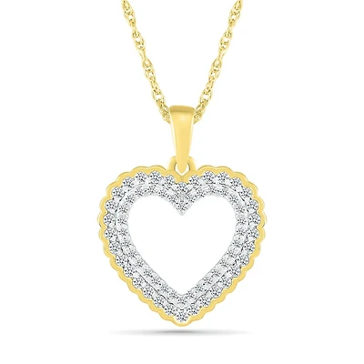 10K Yellow Gold 0.29CTW Diamond Heart Pendant