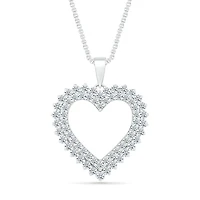 10K White Gold 0.95CTW Diamond Heart Pendant