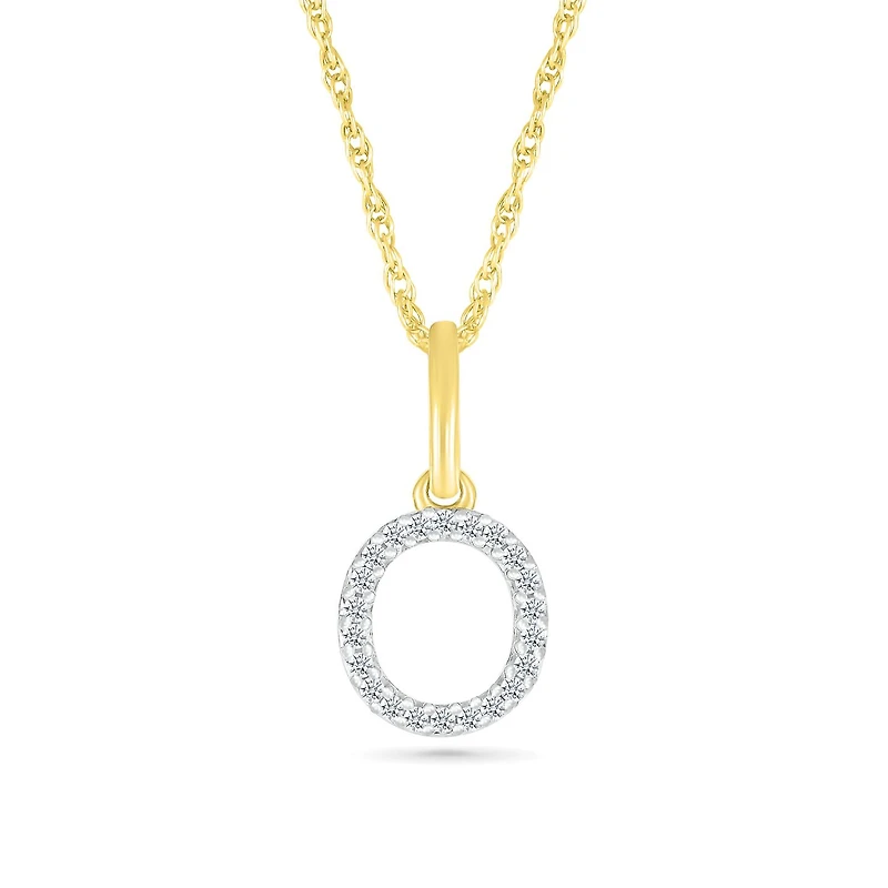 10K Yellow Gold & Diamond "O" Initial Pendant