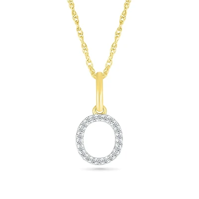 10K Yellow Gold & Diamond "O" Initial Pendant